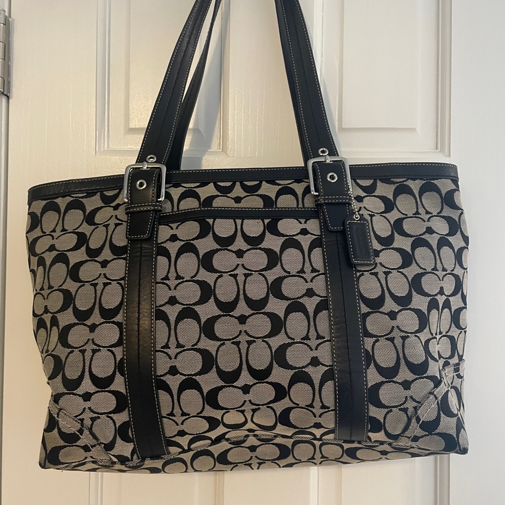 Coach Black and Gray Signature Tote Bag